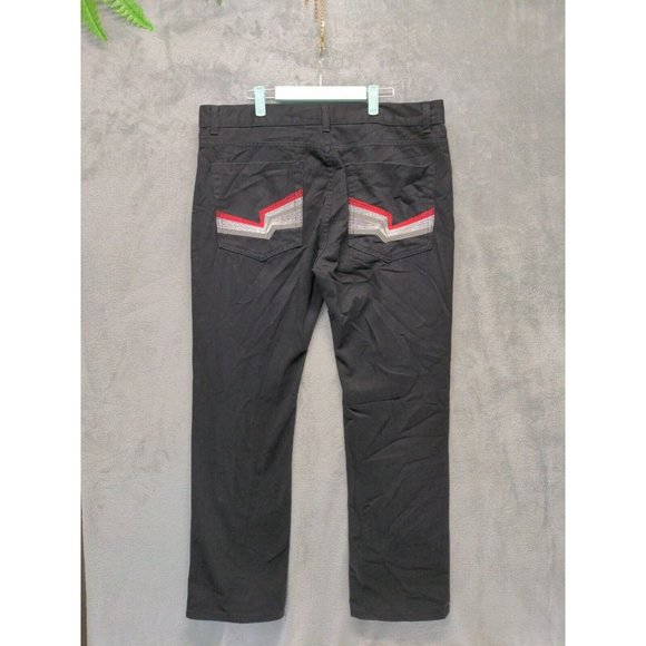 JEANETIX Men Jeans Mid Rise Straight Leg Solid Black Dark Wash W:38 L:32 - Picture 7 of 9